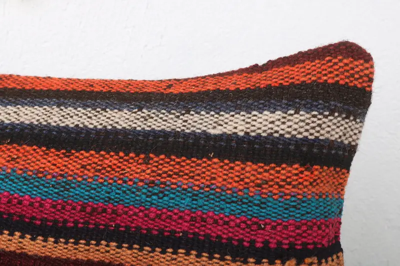 Boho Pillow, Vintage Pillow, Accent Throw Cushion Case, Outdoor Patio Cushion, 12x24 Orange Pillow Sham, Pillow Cover, Kilim Cushion Sham - 5