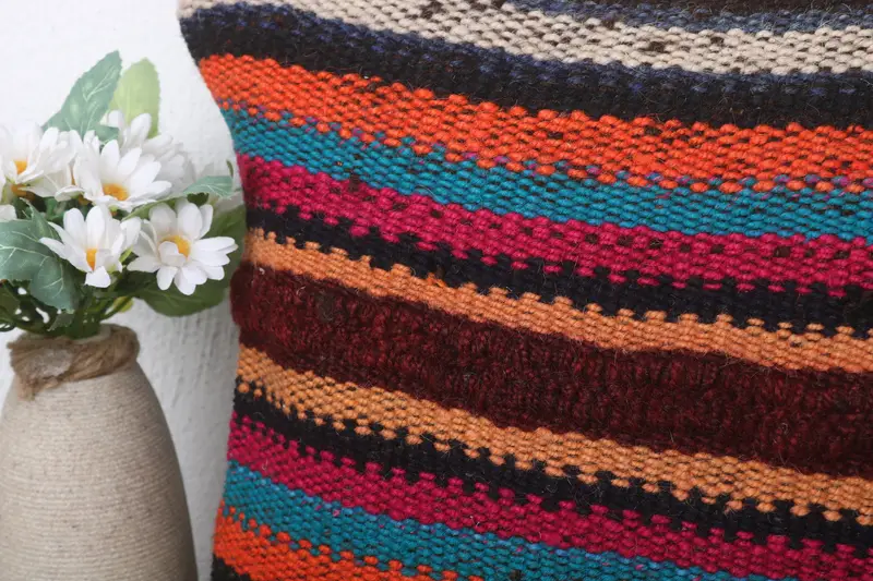 Boho Pillow, Vintage Pillow, Accent Throw Cushion Case, Outdoor Patio Cushion, 12x24 Orange Pillow Sham, Pillow Cover, Kilim Cushion Sham - 3