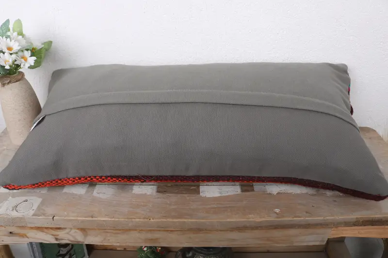 Boho Pillow, Vintage Pillow, Accent Throw Cushion Case, Outdoor Patio Cushion, 12x24 Orange Pillow Sham, Pillow Cover, Kilim Cushion Sham - 7