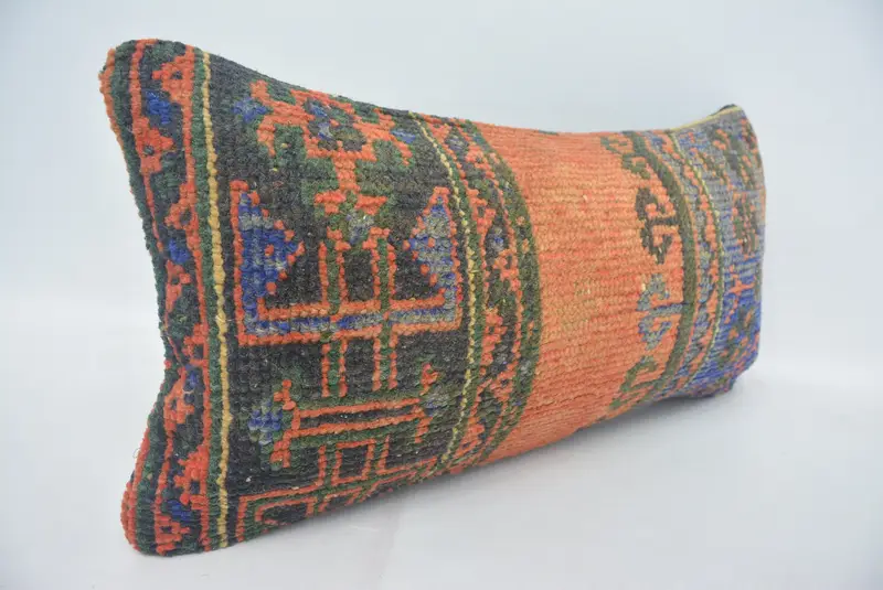 12x24 Inches Embroidered Throw Pillow, Handmade Geometric Cushion - 3