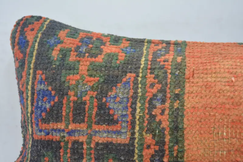 12x24 Inches Embroidered Throw Pillow, Handmade Geometric Cushion - 2