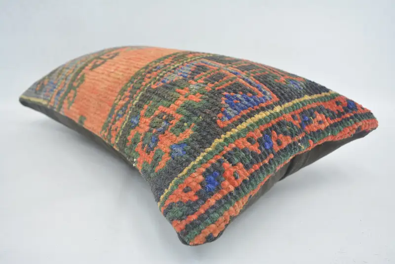 12x24 Inches Embroidered Throw Pillow, Handmade Geometric Cushion - 6