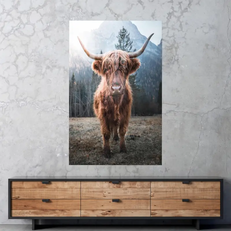 Trendy Kahverengi Baskılı Cam: Modern Çatı Katları için Çiftlik Evi İnek Tasarımı