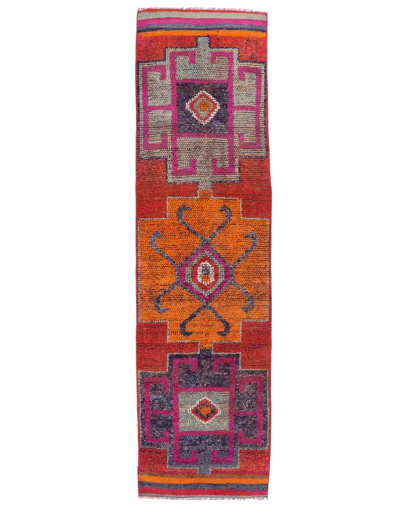 Orange Animal Print Rug, 2,7x9,9 ft Vibrant Decor