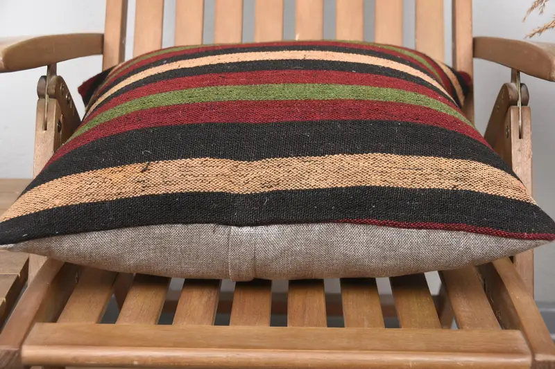 Natural Pillow Sham, Pillow Case, Kilim Cushion Sham, Turkish Kilim Pillow, Vintage Kilim Throw Pillow, 20x20 Red Cushion Case - 5