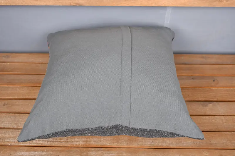 Pillow Case, 20x20 Gray Pillow Sham, Boho Throw Cushion Case, Interior Designer Pillow, Turkish Pillow, Ethnical Kilim Rug Pillow - 5
