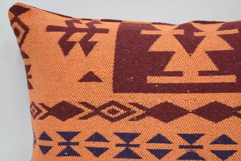 Turkish Pillow, Custom Pillow Sham, Vintage Pillow, Pillow Sham, 20x28 Orange Pillow Cover, Art Deco Pillow Sham, Turkish Kilim Pillow - 2