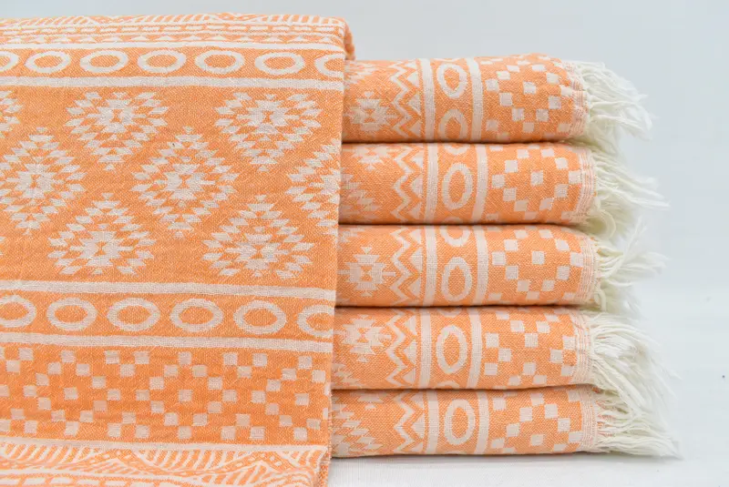 68x36 Cotton Geometric Towel, Wedding Favors, Bridesmaid Towel, Custom Bath Towel, Travel towel, Employee Gifts, Absorbent Turkish towel, Yoga Towel - 1