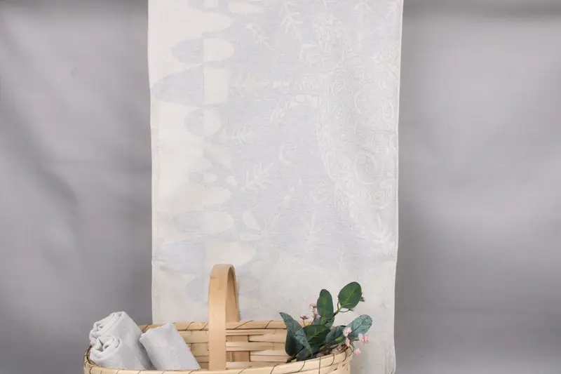 Kitchen Towel Dish Towel Embroidery Designs Light Gray Animal Print, 18x36 Inches