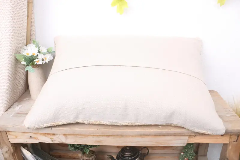 Sustainable Cushion, Pillow for Couch, Designer Throw Pillow, Vintage Kilim Pillow, 16x24 Beige Pillow Case, Ethnical Kilim Rug Pillow, Pillow Cover - 7