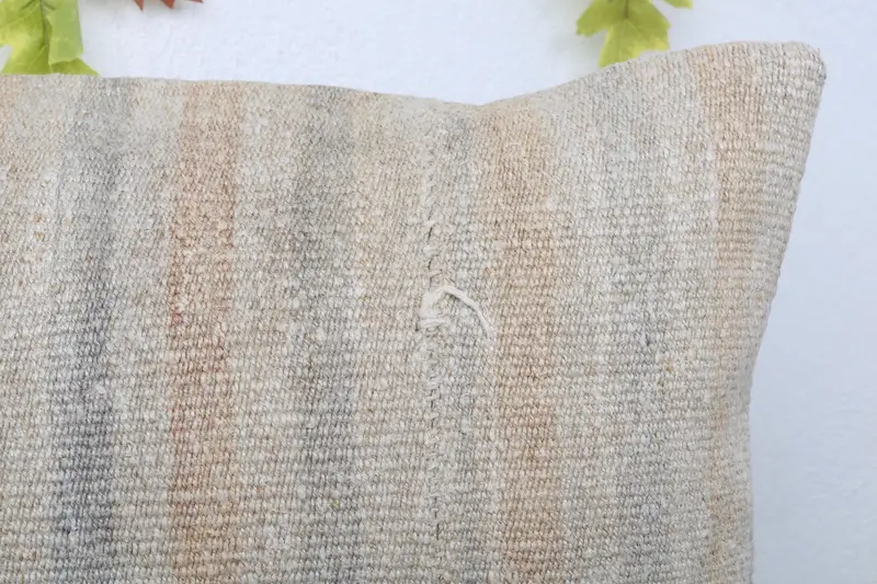 Sustainable Cushion, Pillow for Couch, Designer Throw Pillow, Vintage Kilim Pillow, 16x24 Beige Pillow Case, Ethnical Kilim Rug Pillow, Pillow Cover - 5