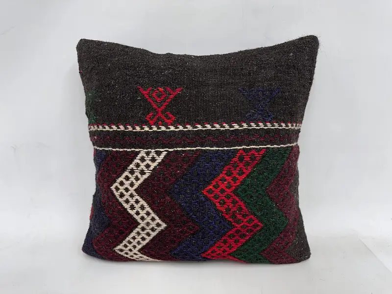 Bolster Pillow, Home Decor Pillow, 24x24 Red Cushion, Vintage Kilim Pillow, Nautical Throw Pillow, Cushion Case, Interior Designer Pillow - 1