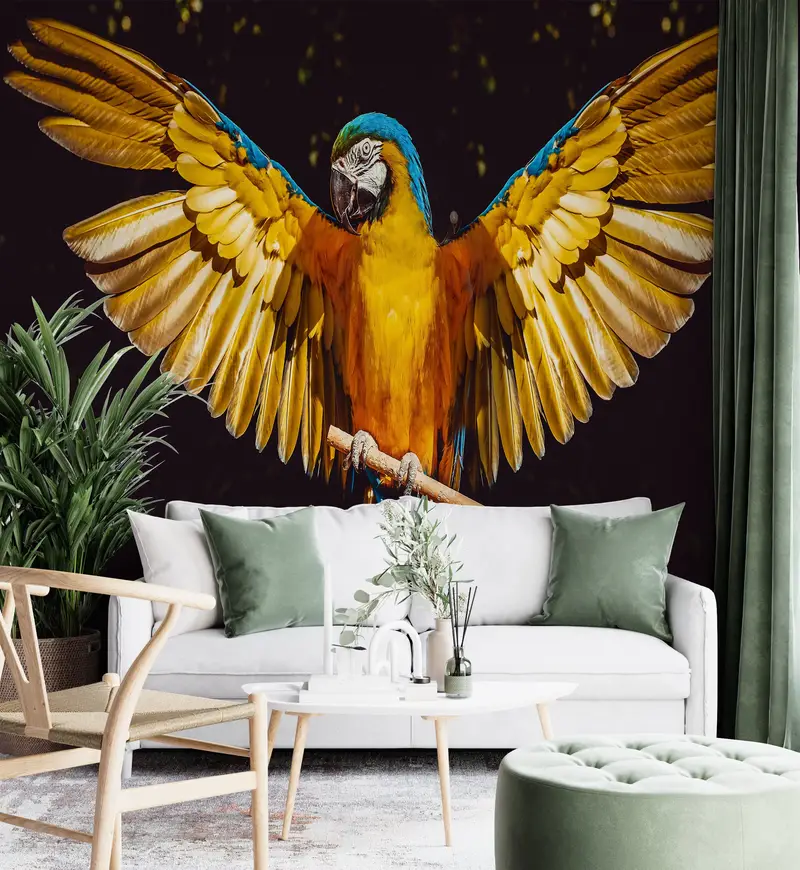 Paper Wall Art, Wall Paper Peel and Stick, , Bird Wall Painting, Custom Wall Paper, Modern Wall Poster, Parrot Wall Painting, - 8