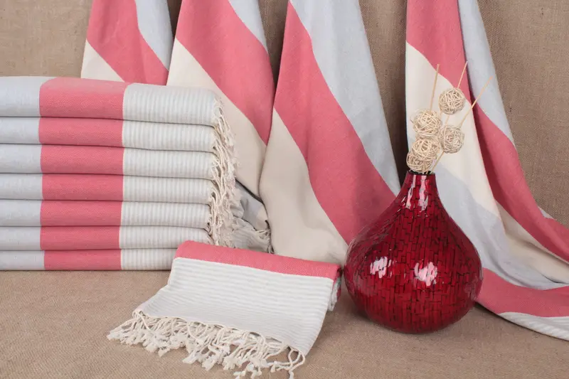 トルコビーチタオル オーガニックコットン ストライプ ベージュ 40x71インチ