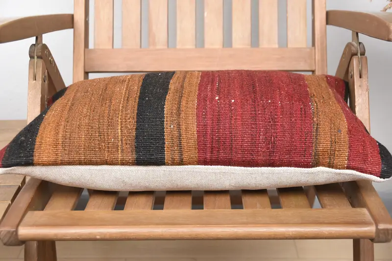 Farmhouse Pillow Cover, Patio Pillow, 12x20 Brown Cushion Case, Home Decor Pillow, Ethnical Kilim Rug Pillow, Pillow Cover, Vintage Kilim Pillow - 5
