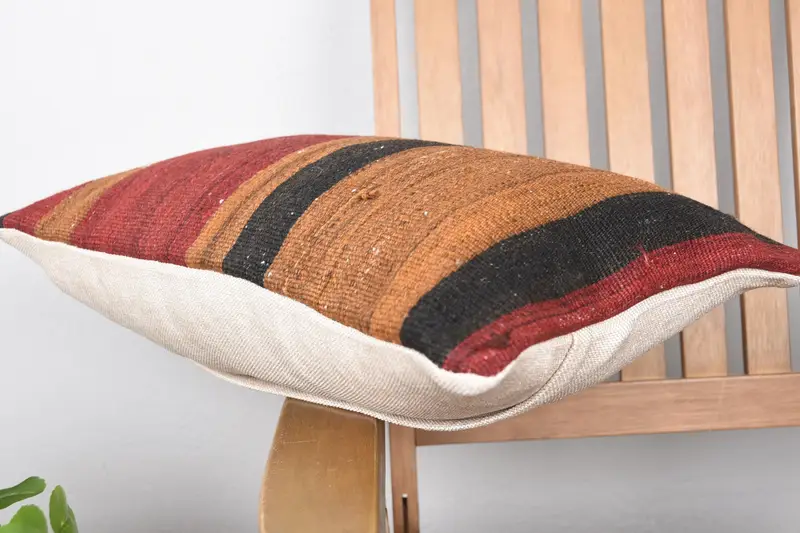 Farmhouse Pillow Cover, Patio Pillow, 12x20 Brown Cushion Case, Home Decor Pillow, Ethnical Kilim Rug Pillow, Pillow Cover, Vintage Kilim Pillow - 6