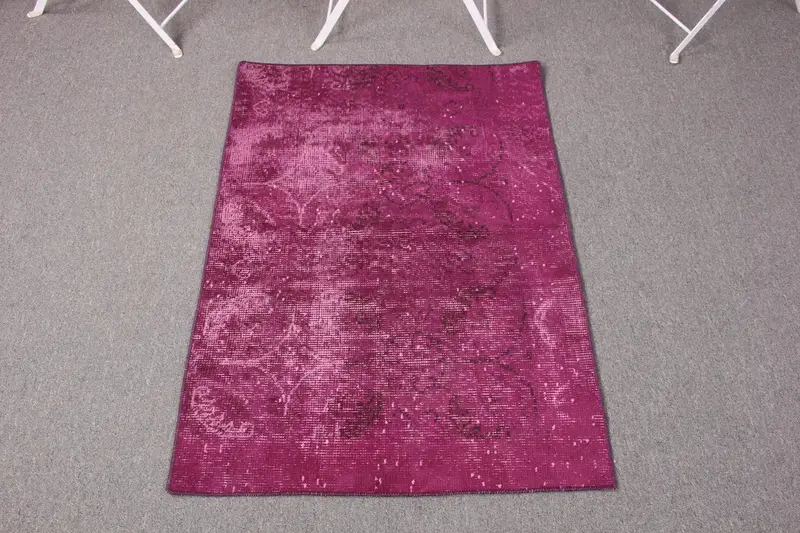 Lila Patchwork-Teppich, 2,4 x 3,4 Fuß, elegantes Dekor
