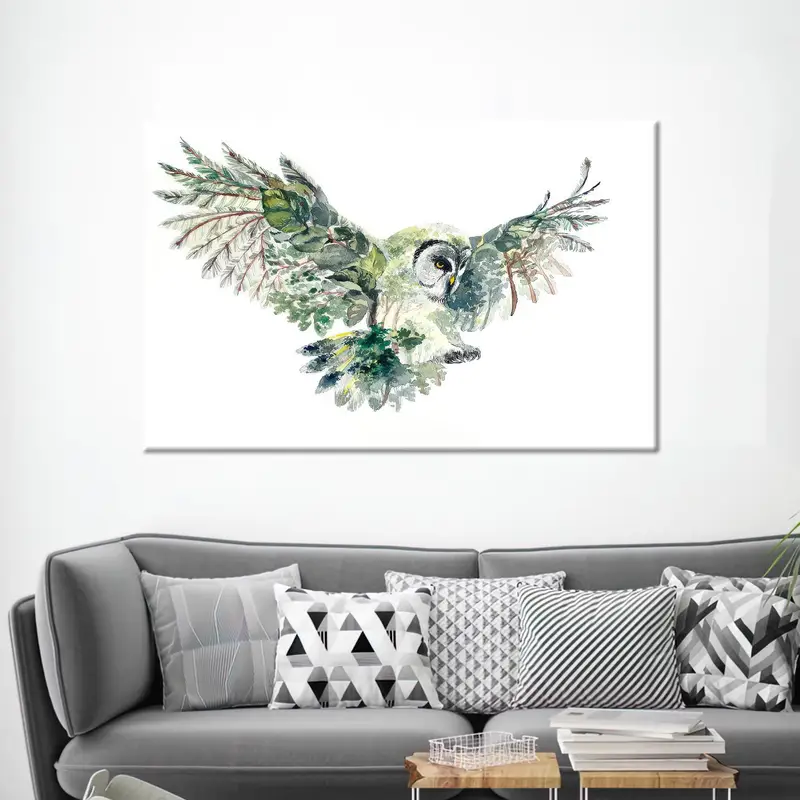 Modern Abstract Flying Owl Canvas Print - Owl Lover Gift