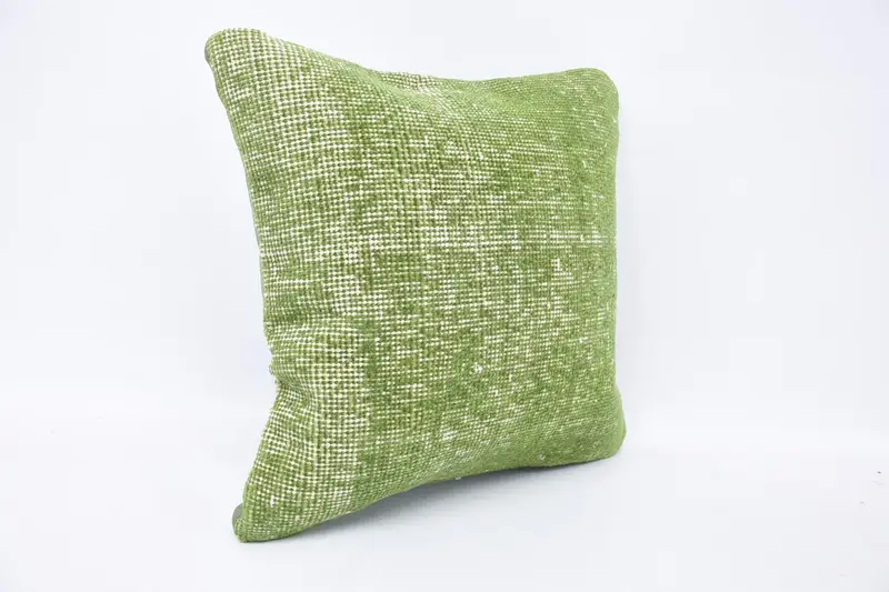 Pillow Cover, Vintage Kilim Pillow, Vintage Cushion Cover, Turkish Pillow, Ethnical Kilim Rug Pillow, Bohemian Cushion Cushion, 18x18 Green Cushion - 3