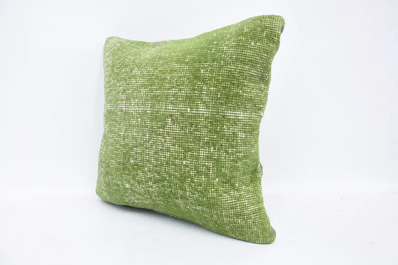 Pillow Cover, Vintage Kilim Pillow, Vintage Cushion Cover, Turkish Pillow, Ethnical Kilim Rug Pillow, Bohemian Cushion Cushion, 18x18 Green Cushion - 4