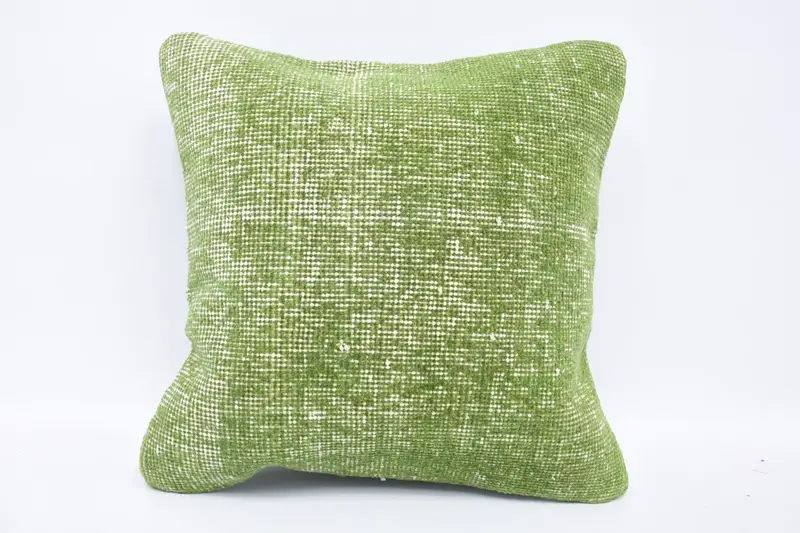 Pillow Cover, Vintage Kilim Pillow, Vintage Cushion Cover, Turkish Pillow, Ethnical Kilim Rug Pillow, Bohemian Cushion Cushion, 18x18 Green Cushion - 1
