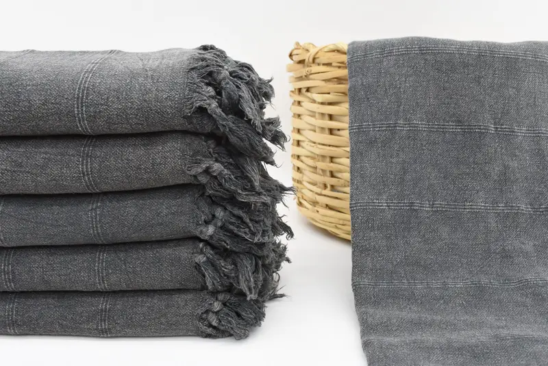 Turkish Bath Towel, Pool Towel, Dark Gray, 63x36 Inches
