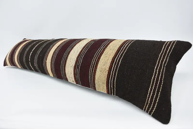 Vintage Kilim Throw Pillow, Pillow Cover, Ethnical Kilim Rug Pillow, Vintage Kilim Pillow, One Of A Kind Cushion Cover, 12x48 Beige Cushion - 5