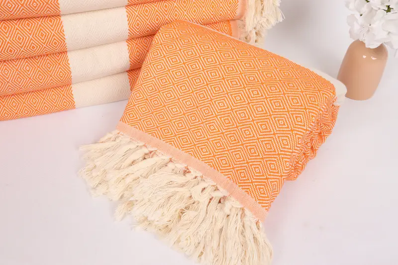 92x80 Cotton Diamond Towel, Throw Blanket Couch, Woven Throw Blanket, Custom Wedding Gifts, Turkish Towel Blanket, Handmade Gift, Shower Curtain - 4