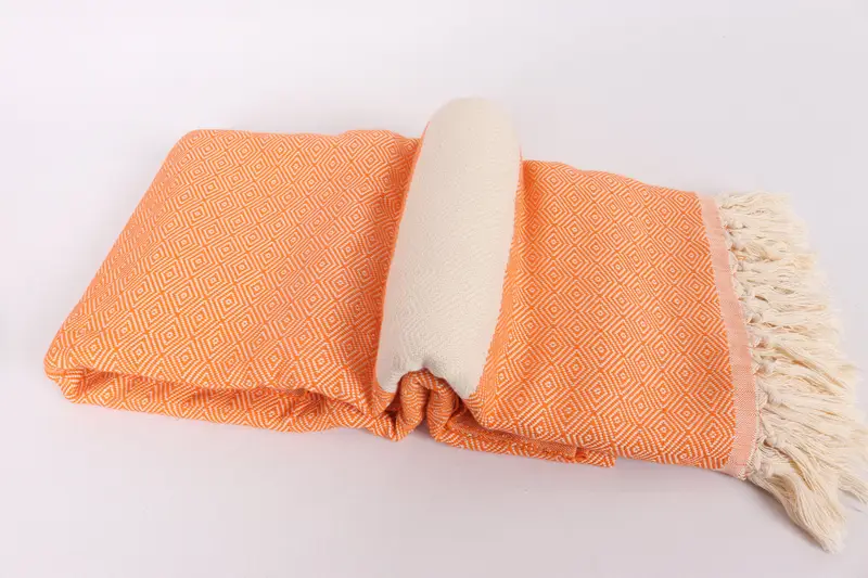 92x80 Cotton Diamond Towel, Throw Blanket Couch, Woven Throw Blanket, Custom Wedding Gifts, Turkish Towel Blanket, Handmade Gift, Shower Curtain - 6