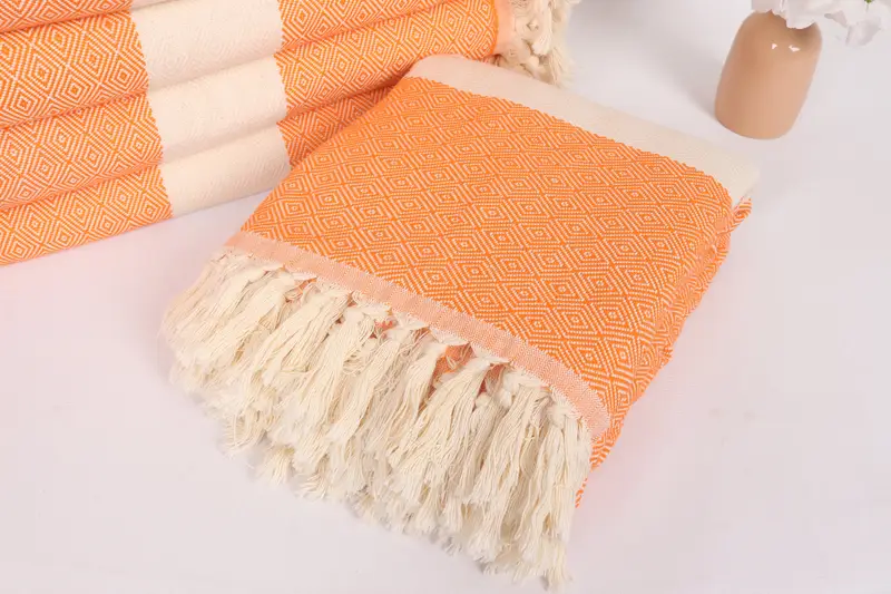 92x80 Cotton Diamond Towel, Throw Blanket Couch, Woven Throw Blanket, Custom Wedding Gifts, Turkish Towel Blanket, Handmade Gift, Shower Curtain - 5
