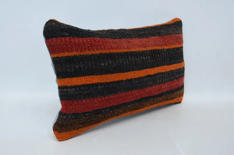 Handmade Kilim Cushion, Boho Pillow, 12x20 Brown Pillow Cover, Handmade Throw Pillow Cover, Couch Pillow Cover, Turkish Kilim Pillow, Pillow Case - 3