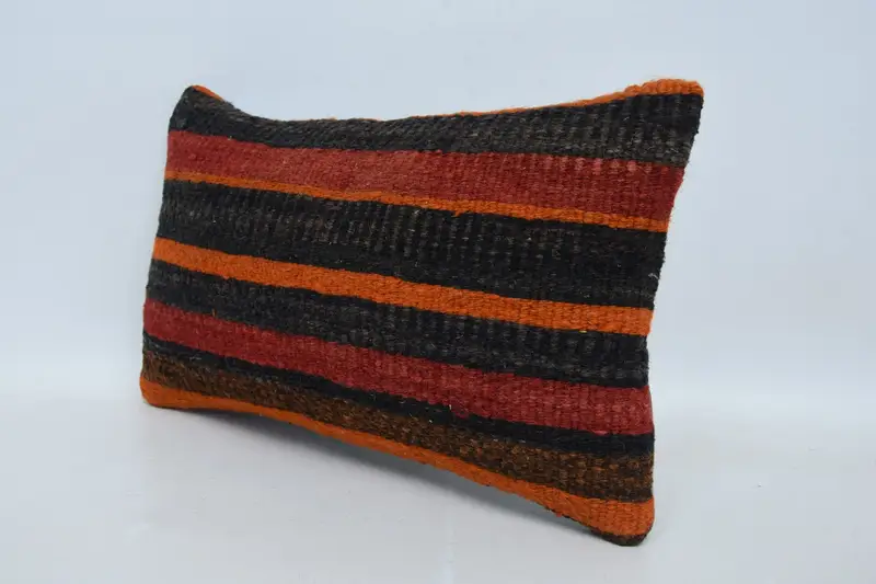 Handmade Kilim Cushion, Boho Pillow, 12x20 Brown Pillow Cover, Handmade Throw Pillow Cover, Couch Pillow Cover, Turkish Kilim Pillow, Pillow Case - 4