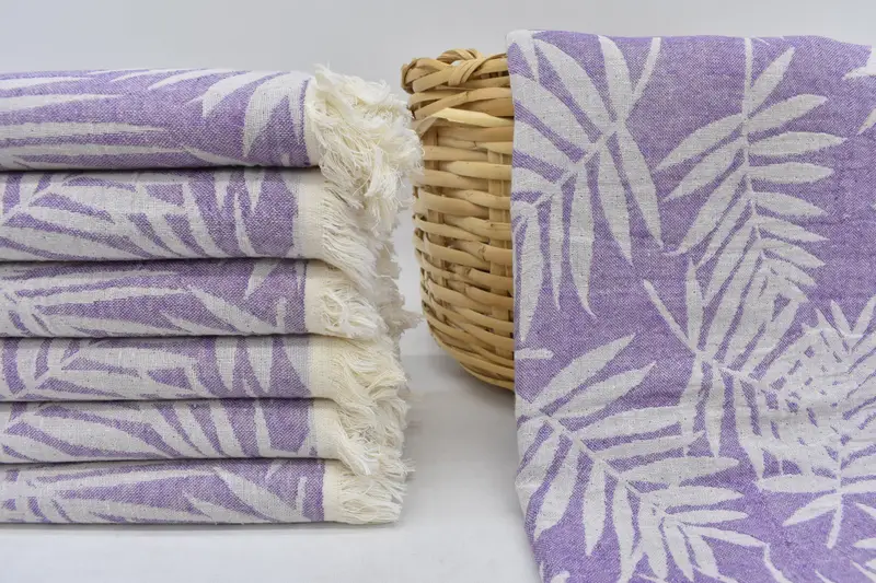 Beach Towel Personalized Turkish Cotton Purple Floral, 63x40 Inches