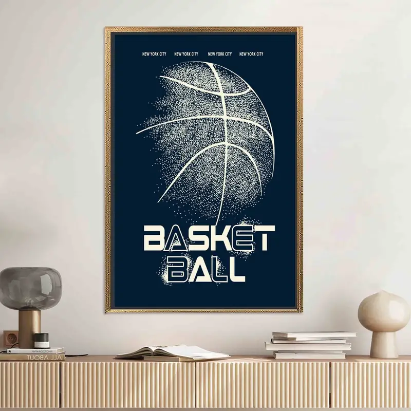 ネイビーブルーのバスケットボールボールキャンバスプリント - 芸術的な壁装飾