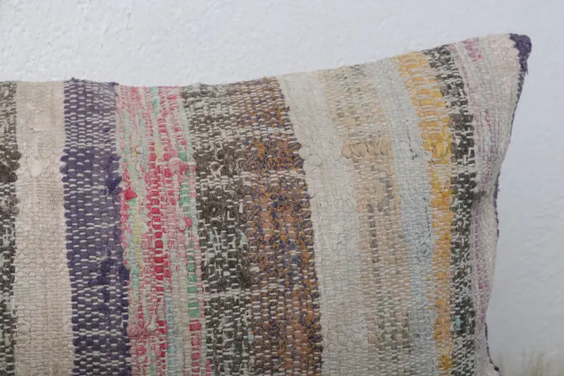 Pillow Case, Handmade Kilim Cushion, 12x24 Beige Pillow Sham, Outdoor Cushion, Kilim Cushion Sham, Interior Designer Pillow - 5