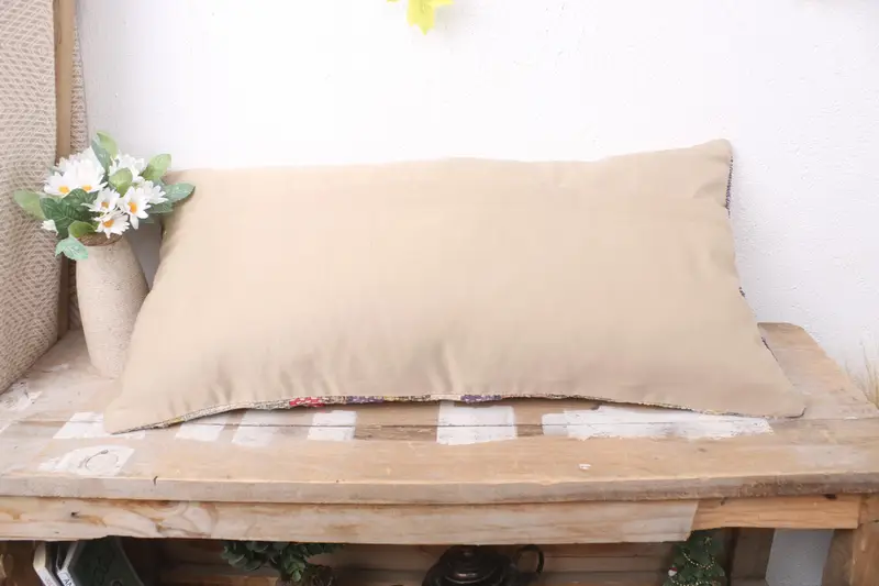 Pillow Case, Handmade Kilim Cushion, 12x24 Beige Pillow Sham, Outdoor Cushion, Kilim Cushion Sham, Interior Designer Pillow - 7