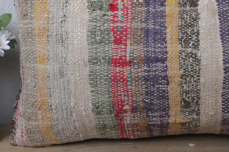 Pillow Case, Handmade Kilim Cushion, 12x24 Beige Pillow Sham, Outdoor Cushion, Kilim Cushion Sham, Interior Designer Pillow - 3