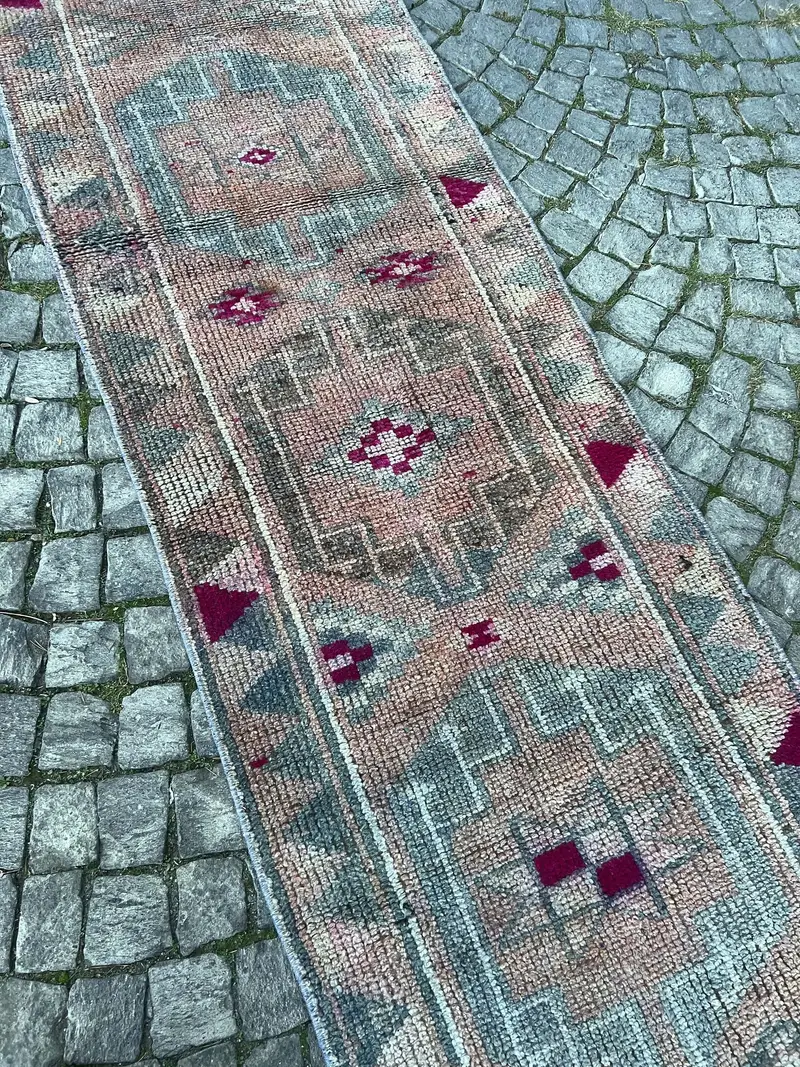 Canlı Turuncu Halı, 2,7x11,6 ft Oryantal Tasarım