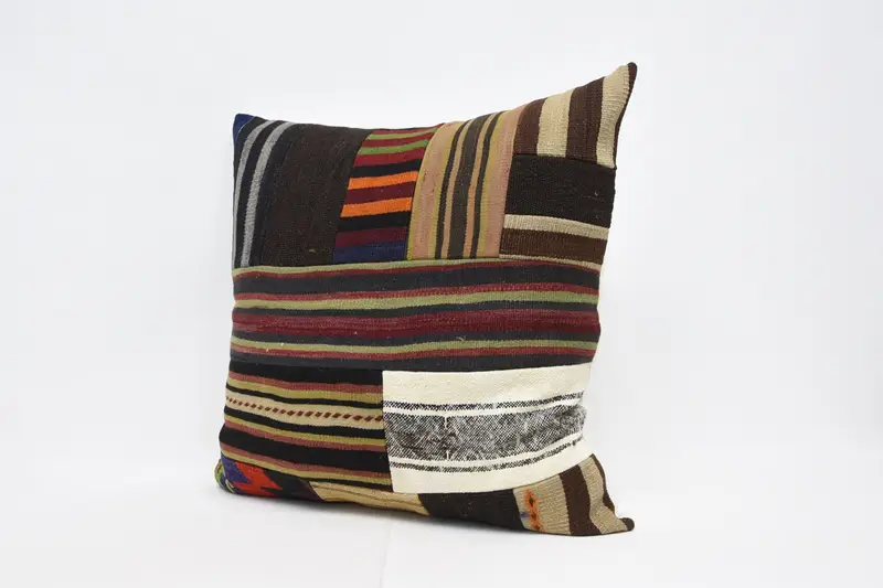 Natural Pillow Cover, Hippie Throw Pillow Sham, Throw Kilim Pillow, Antique Pillows, 32x32 Brown Pillow Case, Kilim Pillow Cover, Pillow Cover - 4