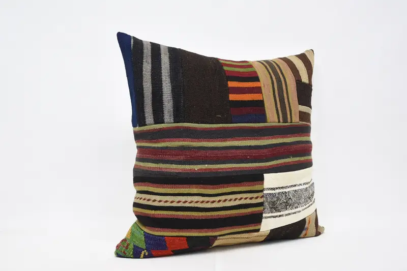 Natural Pillow Cover, Hippie Throw Pillow Sham, Throw Kilim Pillow, Antique Pillows, 32x32 Brown Pillow Case, Kilim Pillow Cover, Pillow Cover - 3