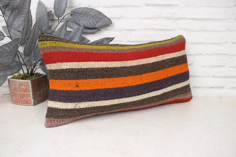 Handmade Kilim Cushion, Cushion, Vintage Kilim Throw Pillow, 12x24 Red Cushion Case, Comfy Throw Pillow Cover, Kilim Pillow, Couch Cushion Case - 3