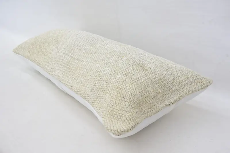 Pillow for Sofa, Pillow Case, Designer Throw Cushion, Kilim Pillow, Handmade Kilim Cushion, 16x36 White Cushion Cover, Natural Cushion - 6