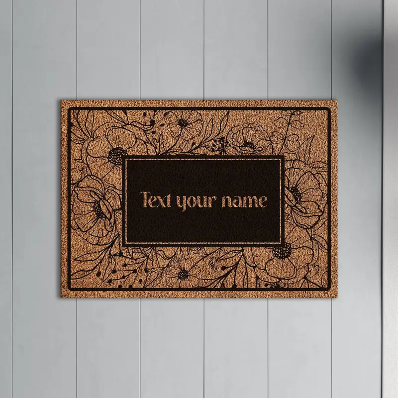 モダンなプリントラグ：花柄玄関マット、パーソナライズされたギフト、エレガントなデザイン