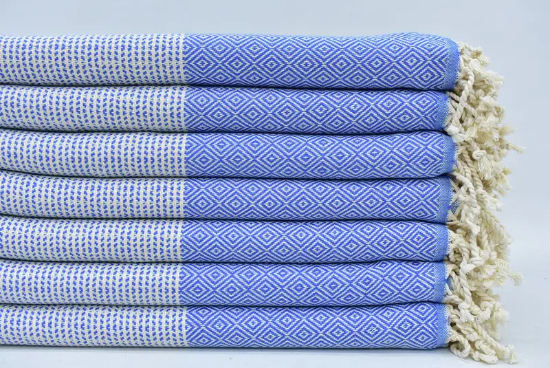 Turkish Beach Towel Blue Chevron, Organic Cotton, Personalized, 70x40 Inches