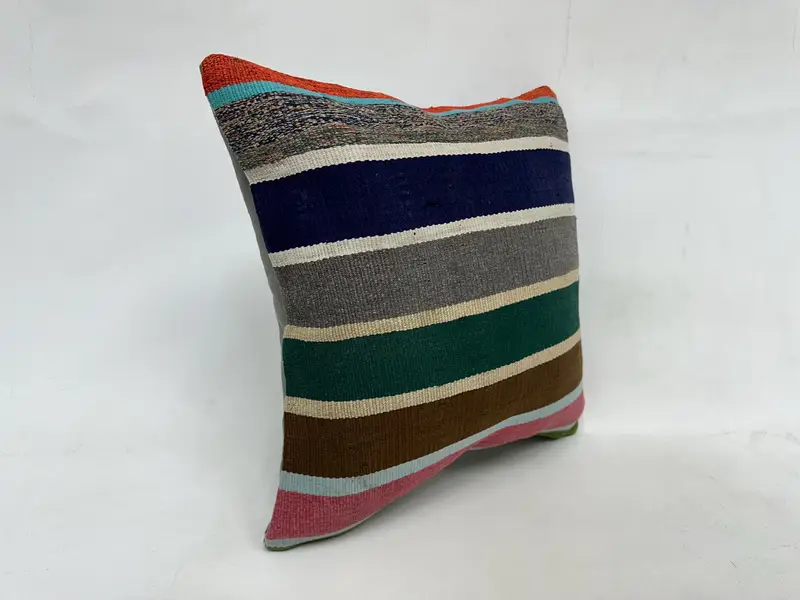 20x20 Green Pillow Case, Kilim Cushion Sham, Cozy Throw Cushion Case, Boho Pillow Sham Cover, Pillow Sham, Throw Kilim Pillow, Pet Pillow - 3