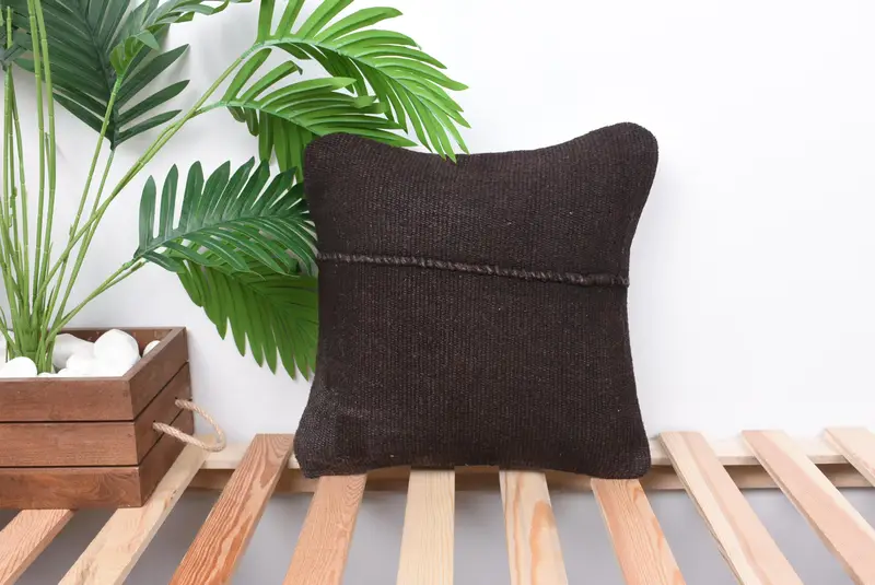 Turkish Pillow, Boho Pillow, Neutral Cushion Case, 14x14 Brown Cushion Cover, Gift Pillow, Handmade Pillow Case, Pillow Sham, Oriental Cushion - 1