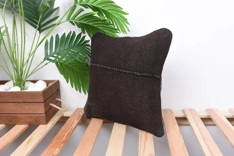 Turkish Pillow, Boho Pillow, Neutral Cushion Case, 14x14 Brown Cushion Cover, Gift Pillow, Handmade Pillow Case, Pillow Sham, Oriental Cushion - 5