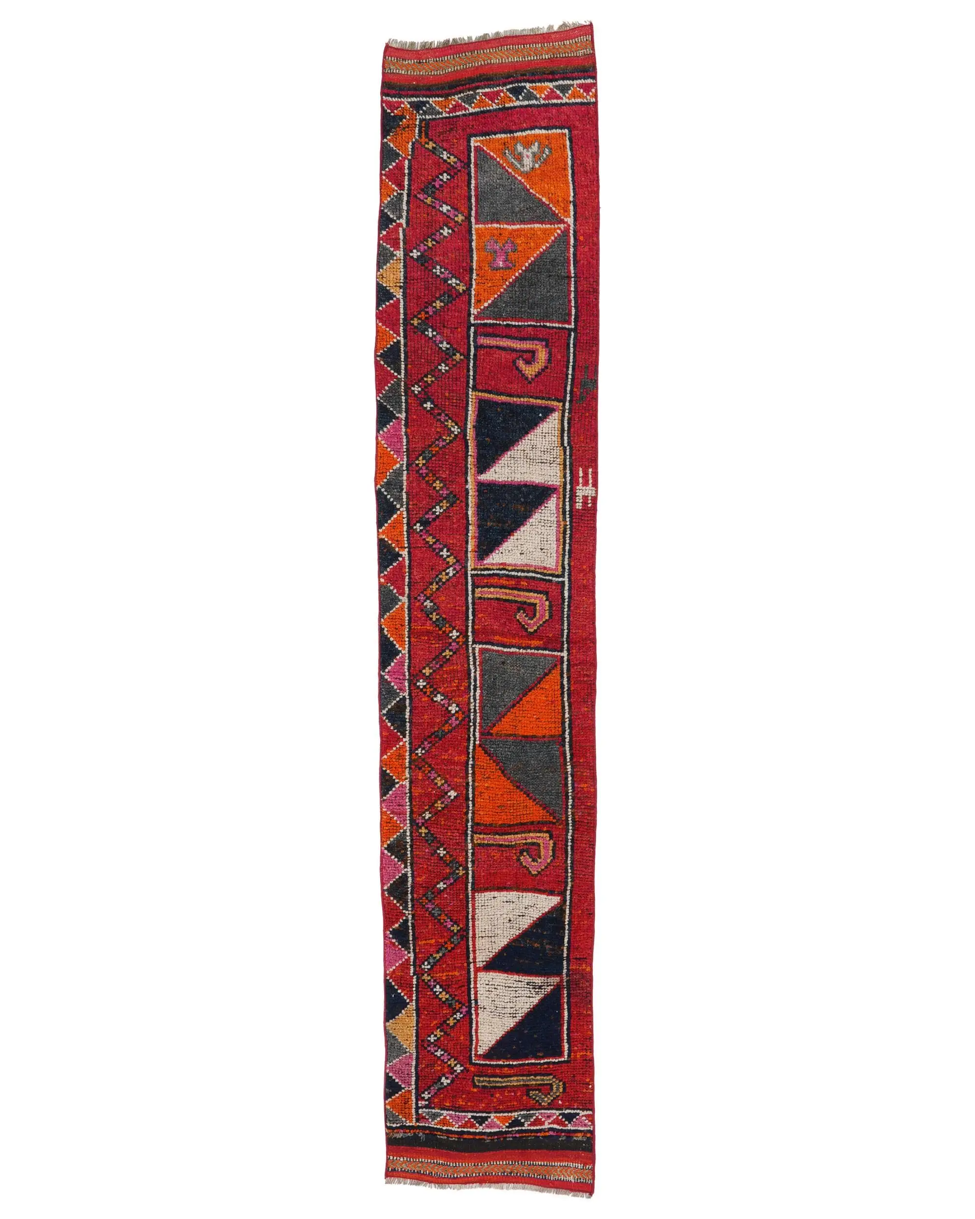 Red & Orange Rug, 1,6x9,1 ft Botanical Design - 1