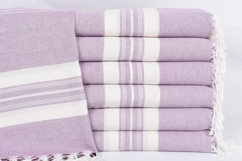 Lilac Striped Turkish Cotton Towel, Personalizable Wedding Gift, 60x38 Inches