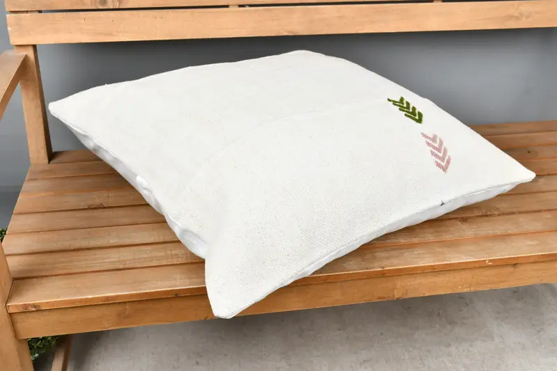 24x24 Beyaz Yastık, Vintage Yastık Örtüsü, Kilim Yastığı Sham, Kanepe Yastığı, Kilim Yastığı, Boho Chic Yastığı, Yastık Kılıfı - 2